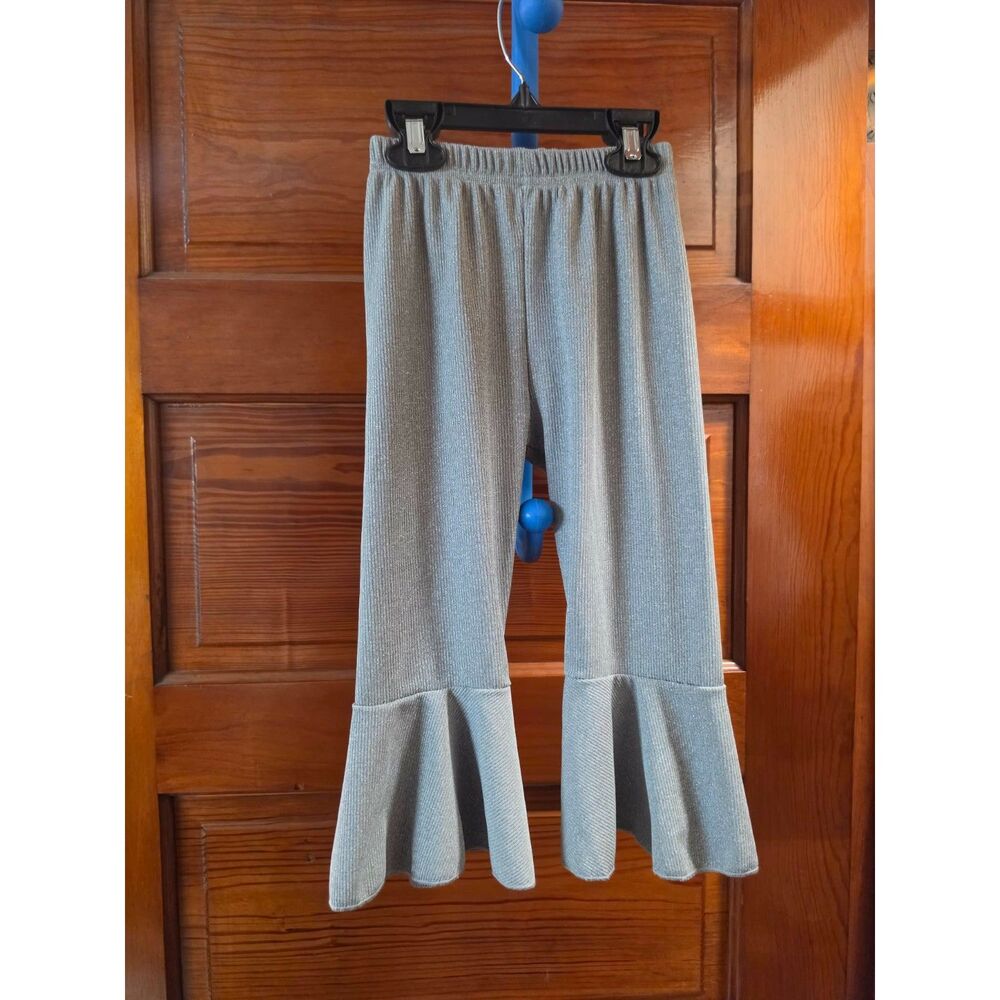 Girls Size 100 (3T/4T) Bell Bottom Pants 3 Pack Pink Gray White Ribbed Flare Leg